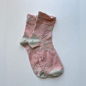 Yohji Yamamoto Pink and Gray Floral Socks